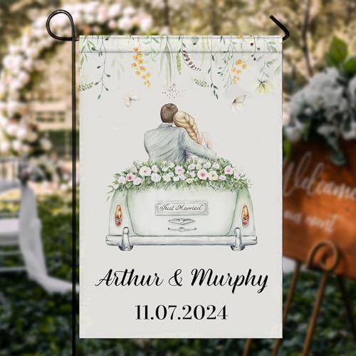 Personalized Wedding Garden Flags with Photo Name Date Custom Double…