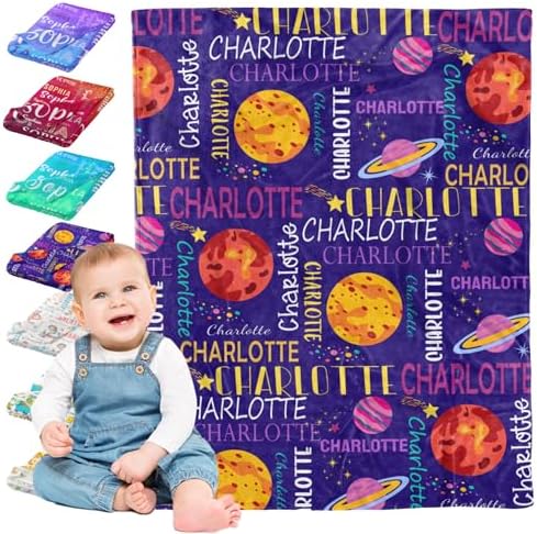 Personalized Baby Blanket with Planets Custom Name Blanket Throws…