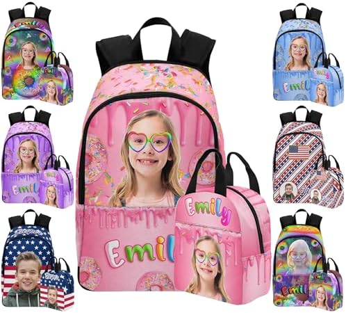 Custom Backpack for Girls Boys Personalized Face Photo School Bookbag…