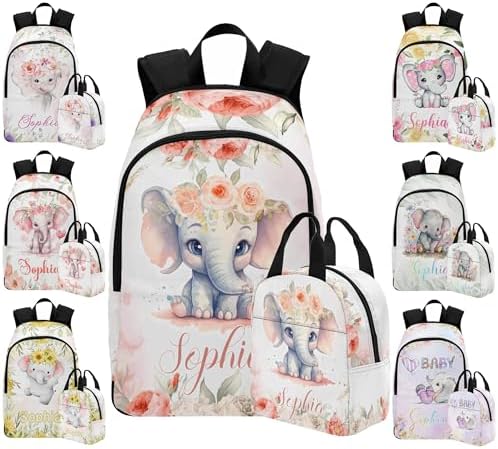 Custom Girls Backpack Personalized School Bookbag with Lunch Box Animal…