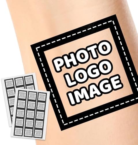 Personalized Temporary Tattoos with Picture, Custom Logo Fake Tattoos for Women Men Couple Birthday Bachelorette Wedding Party Paper 1 Set of 15 Pieces-photo/logo
