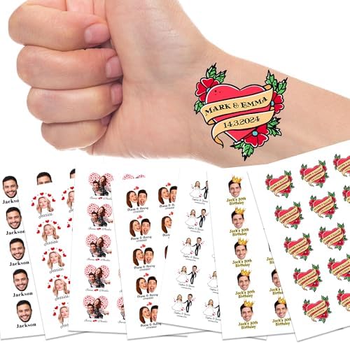 Custom Temporary Tattoos with Heart Personalized Love Tattoos with Name…