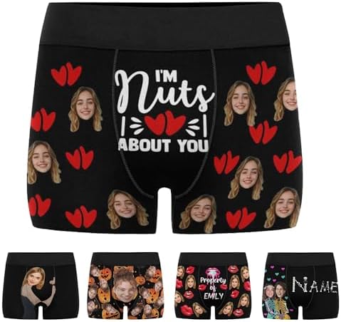 Custom Mens Underwear With Face, Funny Personalized Boxer Briefs For Men