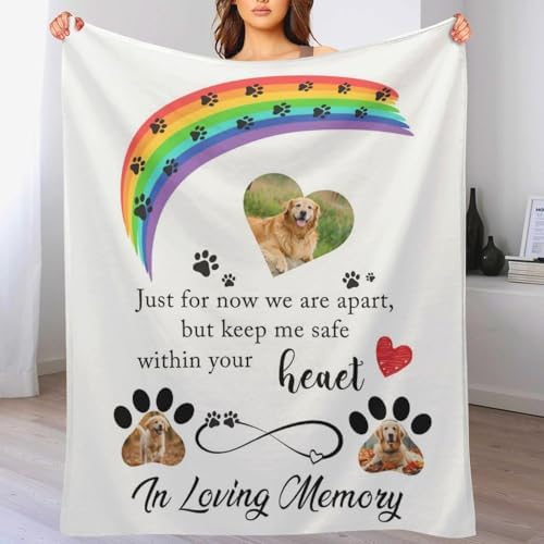 Custom Dog Memorial Blanket with Photos Personalized in Memory of Pet…