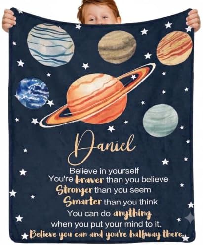 Personalized Solar System Blanket with Name Custom Space Planets…