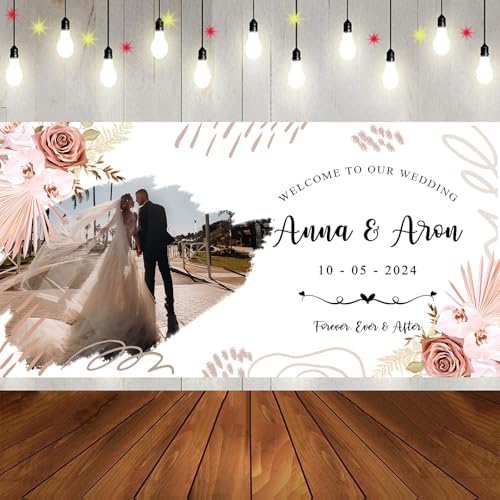 Personalized Wedding Banner Custom Wedding Welcome Sign with Photo…