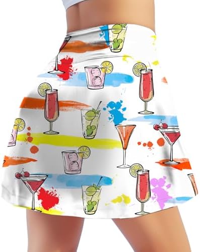 Cocktail Tennis Skirts for Women Martini Golf Skort Colorful Athletic…