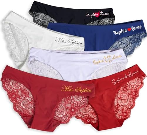 Custom Women's Lace Underwear with Name Personalized Seamless Bikini…