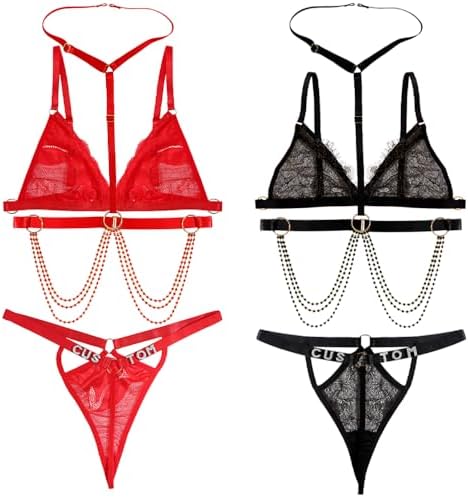 Custom Sexy Thongs with Name, Personalized Thongs Bra Set with Names