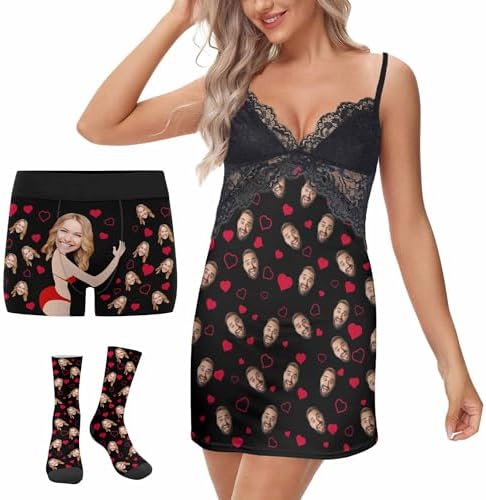 Custom Face Nightgown for Women Personalized V-neck Sexy Chemise…