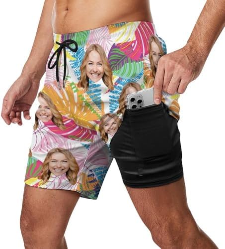 Custom Swim Trunks with Faces, Personalized Swimming Trunks for Men