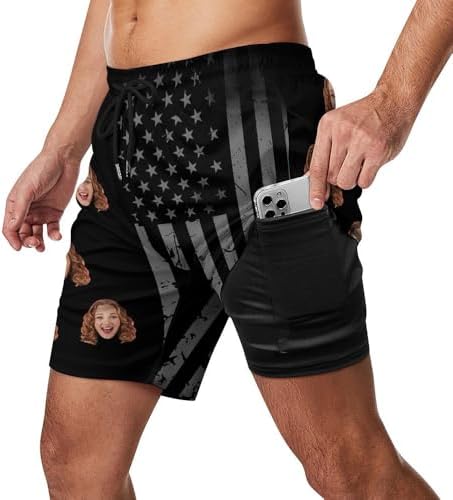 Personalized Swimming Trunks with USA Flag