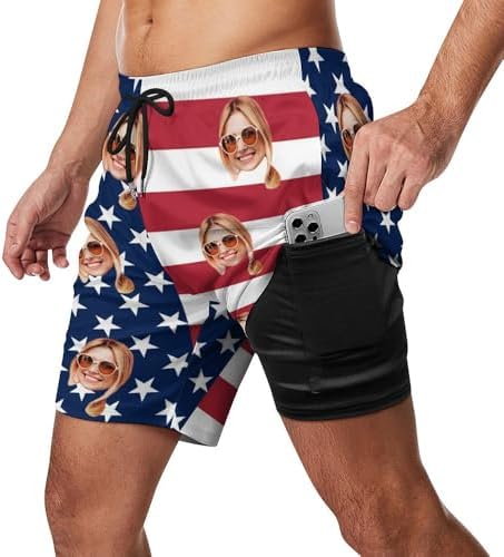 Custom Swim Trunks with Faces, Personalized Swimming Trunks for Men, Funny Mens Swim Suits W/Photo