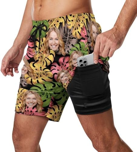 Custom Swim Trunks with Faces, Personalized Swimming Trunks for Men, Funny Mens Board Shorts Hawaiian