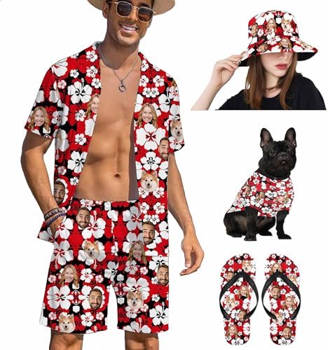 Custom Hawaiian Shirt with Face Personalized Funny Button Down Hawaiian…