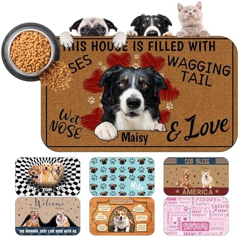 Personalized Dog Cat Mat with Name Photo Custom Placemat Feeding Mats…