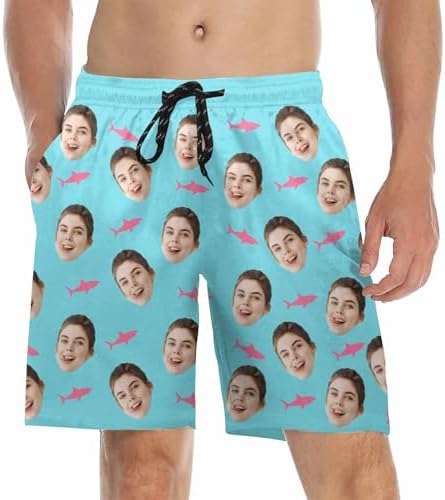 Funny Custom Swim Trunk with Faces, Personalized Swim Trunks for Men