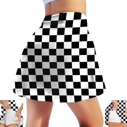 Checkered Skirts for Women Black and White Golf Skort Gingham Tennis…