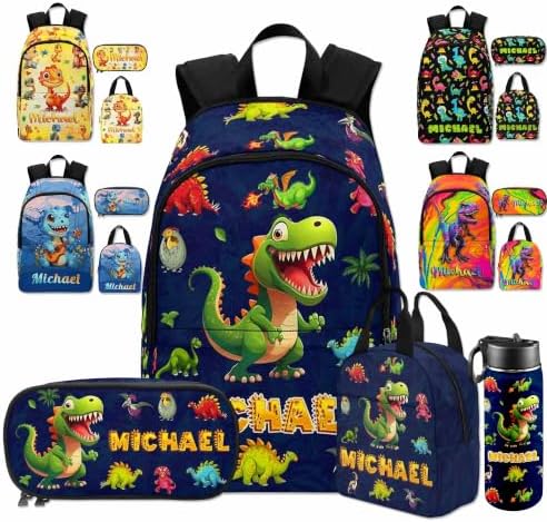 Personalized Boys Kids Backpack Lunch Bag Set for School