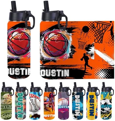 Personalized Water Bottles with Straw -Custom Double Wall 12 18oz…