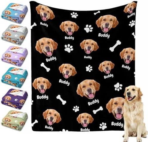 Custom Dog Blanket with Memorial Photos Personalized Pet Name Blanket