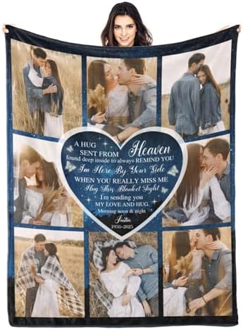 Custom Memorial Blanket with Photos for Loss of Loved One