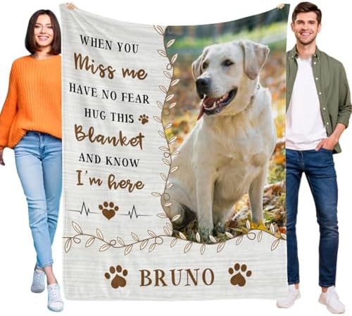 Custom Dog Memorial Blankets, Personalized Dog Blankets with Name Photo