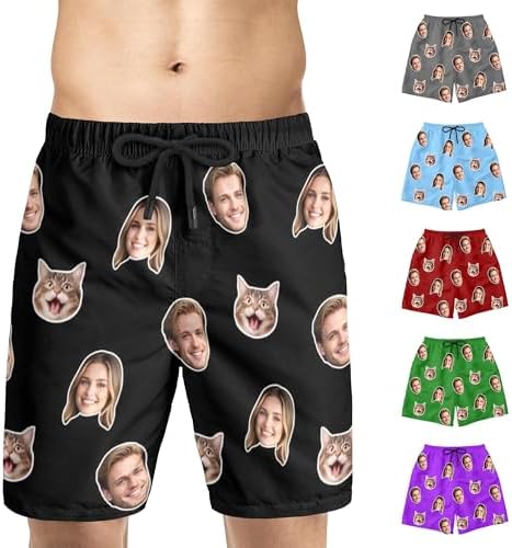 Custom Face Mens Swim Trunks Personalized Picture Swim Shorts Quick Dry Beach Funny Shorts Bathing Suit…