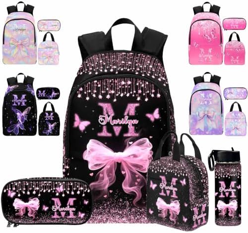 Personalized Girls Backpack Lunch Bag Butterfly Custom Bookbag for Girls…