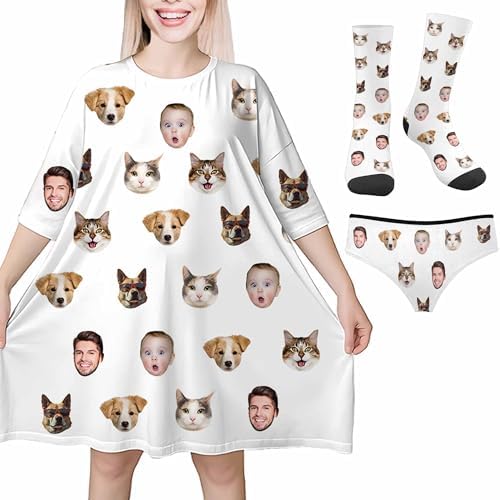 Custom Face Nightgown for Women-Personalized Plus Size Pajama Dress…