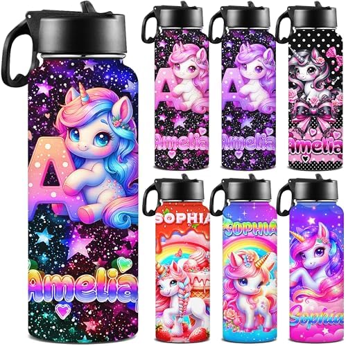 Personalized Water Bottles for Kids with Straw Lid Custom Sports Water Bottle for School Personalized…