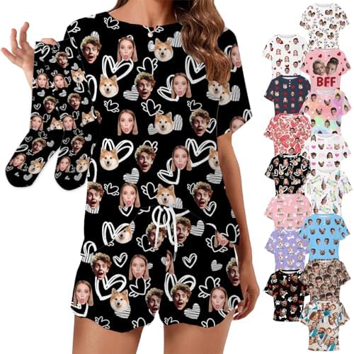 Custom Pajamas With Photos, Personalized Pajamas For Women, Funny Pj Set For Women With Faces