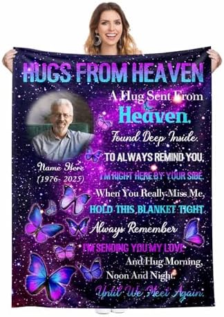 Custom Memorial Blanket with Photo for Loss of Loved One Personalized…