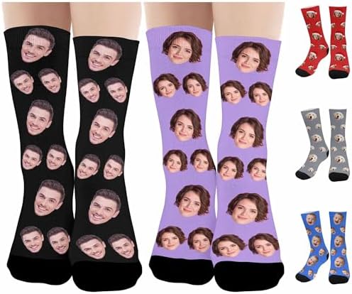 Custom Photo Socks with Faces Customized Novelty Crew Sock Print…