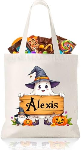Custom Halloween Trick or Treat Bags Personalized Halloween Tote Bags…