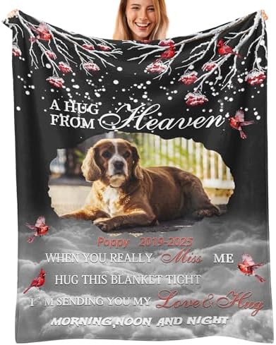Custom Dog Blanket with Memorial Photos Personalized Pet Name Blanket (Design 11)
