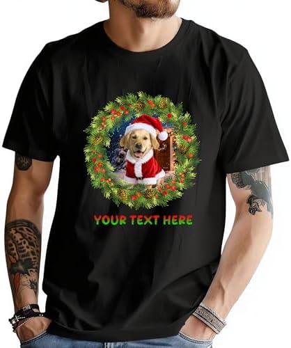 Custom Pet Photo Name T-Shirt for Men and Women
