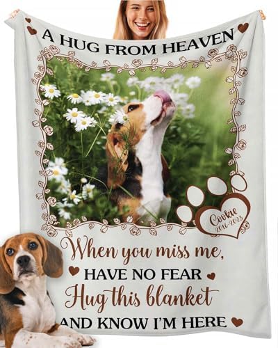 Custom Dog Blanket with Memorial Photos Personalized Pet Name Blanket (Design 12)