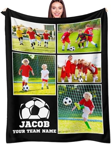 Personalized Football Blanket Custom Soccer Lovers Photo Blanket…