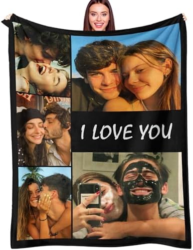 Ships Next Day, Custom Blanket with Picture Text Anniversary Wedding…