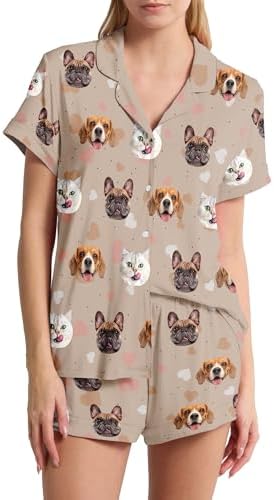 Personalized Face Pajamas Set for Women Custom Short Sleepwear