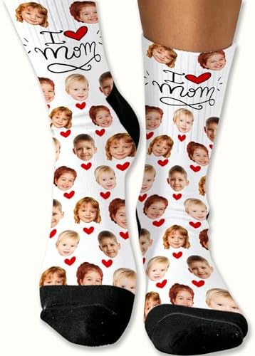 Custom Socks with Photo Mothers Day Gift for Mom, Made in USA