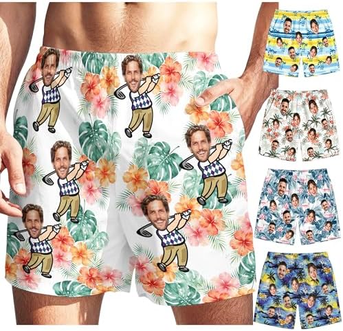 Personalized Mens Swim Trunks with Face