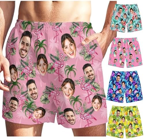 Custom Mens Swim Trunks, Personalized Swimming Shorts with Photos