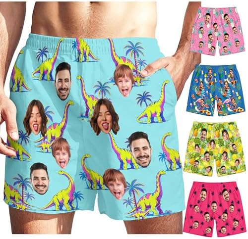 Custom Men's Swim Trunks with Faces