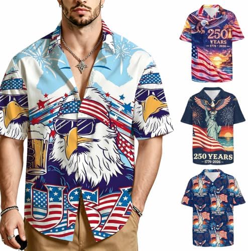 Men's 250th Anniversary Hawaiian Shirt USA Merchandise Personalized…