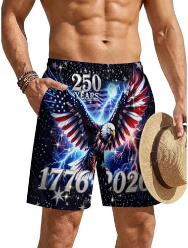 American Flag Swim Trunks for Men 4th of July Patriotic 250th…