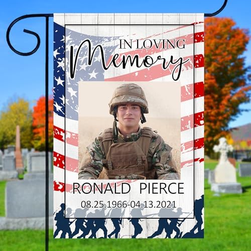 Custom Memorial Garden Flags with Veteran Father Custom Photo Name…
