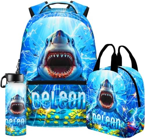 Personalized Dinosaur Backpack for Boys, Custom Kids Backpacks with Lunch Box Set, Back to School Bookbag for Elementary Kindergarten School Bag Gift D03