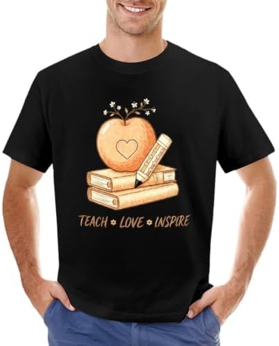Teach Love Inspire Teacher T-Shirt, Mens Graphic Print Short Sleeves